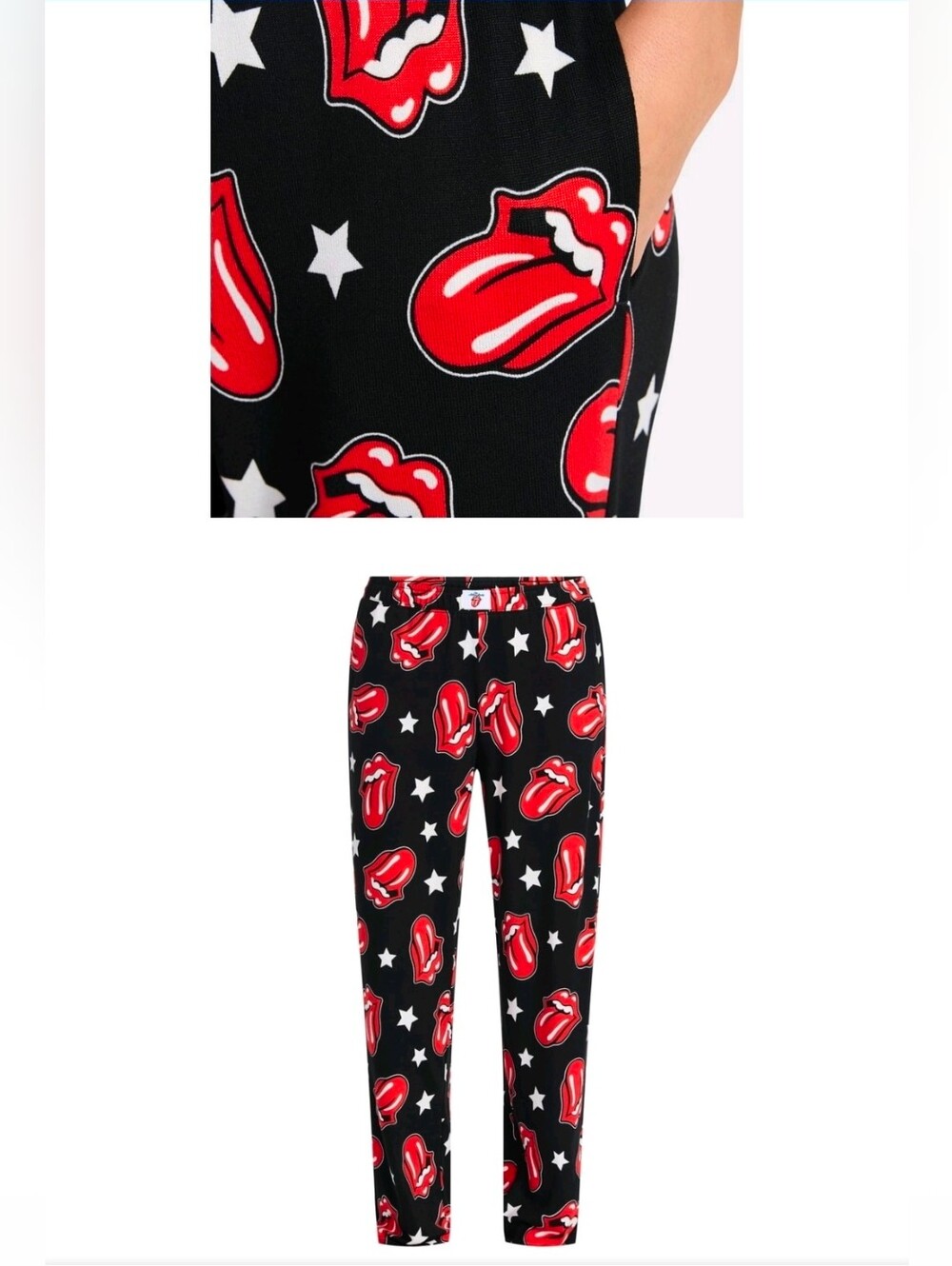 The Rolling Stones Pajama Sleep Pants Womens 2X 18W-20W Tongue Logo Black New